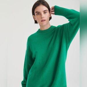 NAADAM Luxe Cashmere Oversized Crewneck Sweater Kelly Green NWT XS